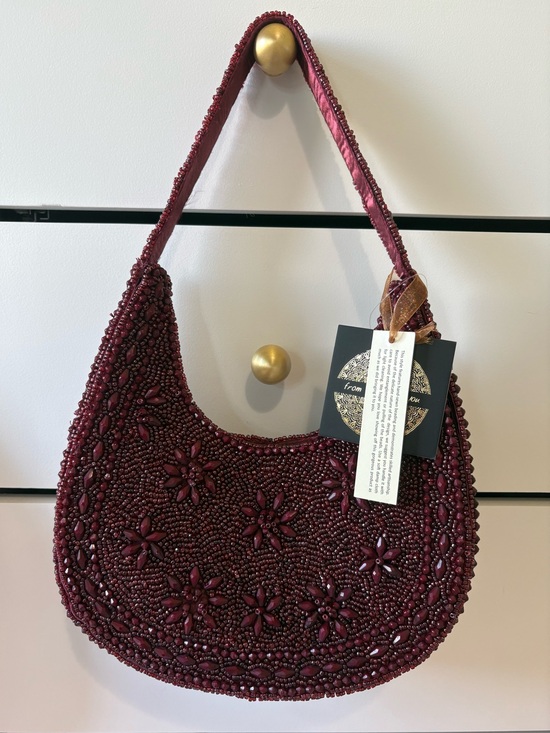 T.J.Maxx Handbags - Handmade in India burgundy beaded shoulder bag